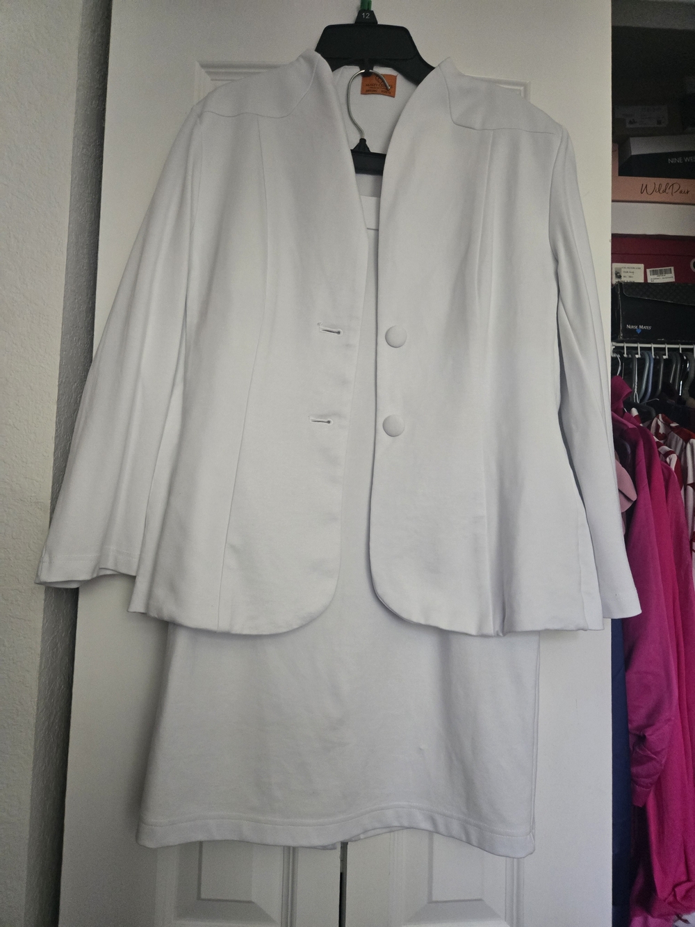 Women's White Two-Button Ponte Jacket